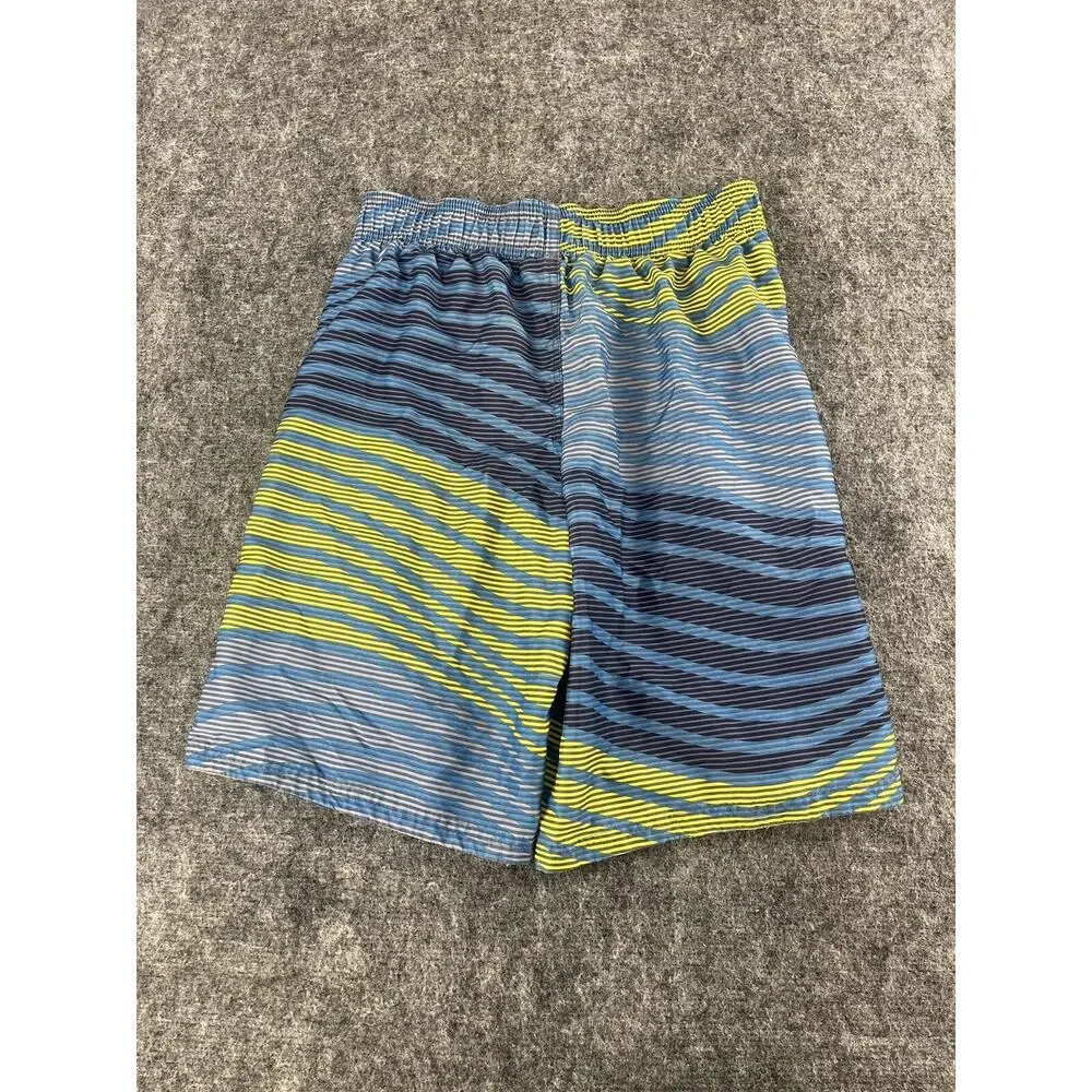 NIKE Boys Board Shorts Large 12 13 Years Blue Striped Swim Trunks Beach N327